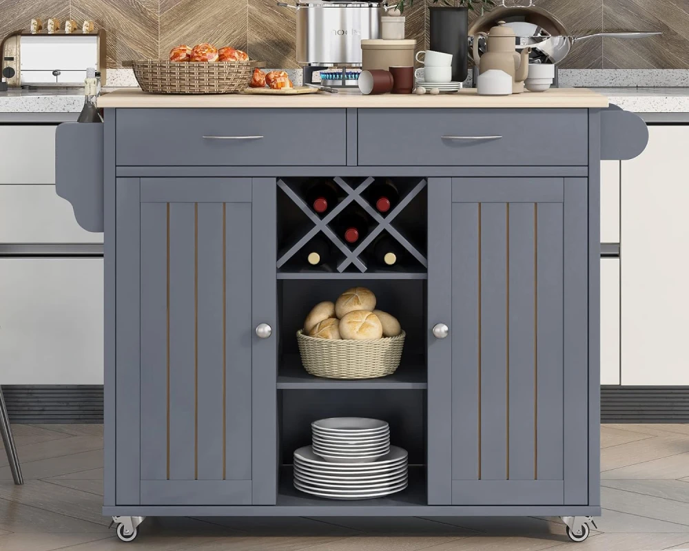 movable portable kitchen island with seating