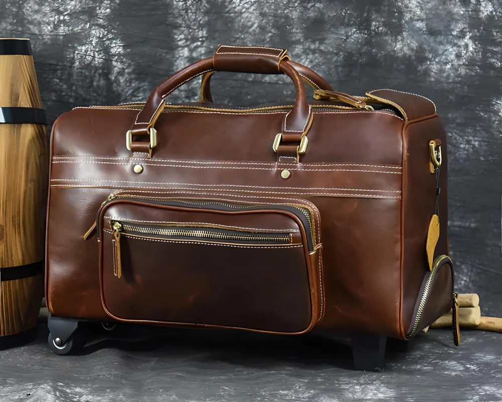 leather carry on duffel bag