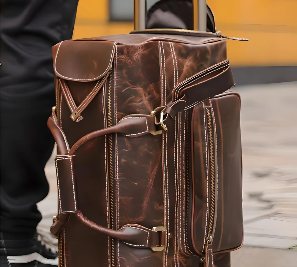 leather carry on suitcase with wheels