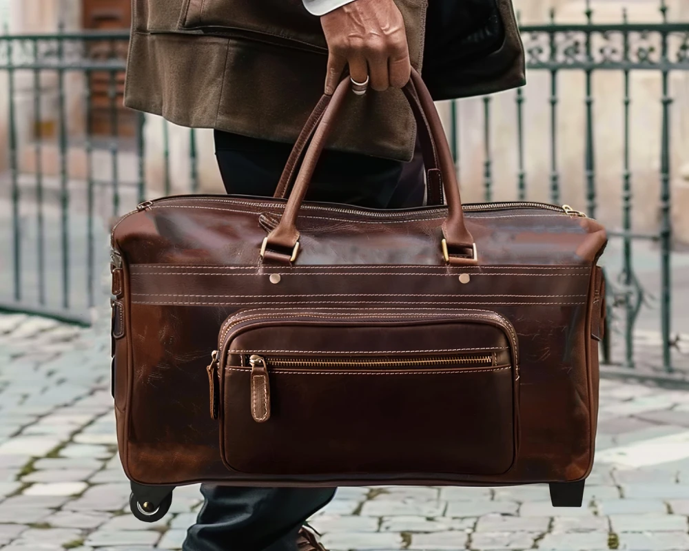 leather luggage carry on